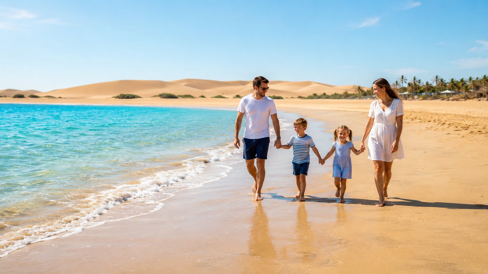 Familj på Las Palomas strand, Maspalomas