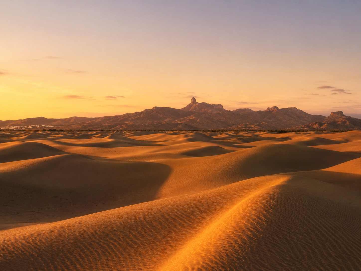 Maspalomas sanddyner med Roque Nublo i bakgrunden