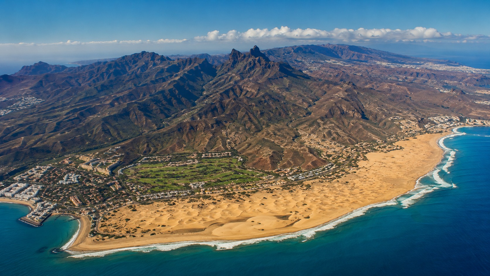 Helikoptervy över Maspalomas, Gran Canaria