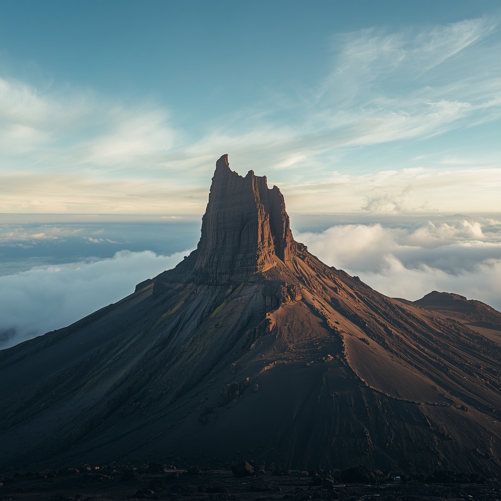 Roque Nublio fotograferad från södra sidan — hela den 80 meter höga klippformationen syns mot den klarblå himlen